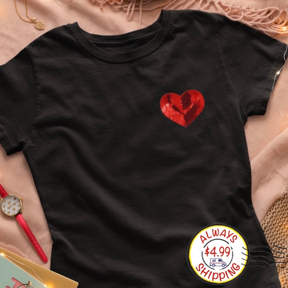 Plus Sequin Heart T-Shirt❣️
